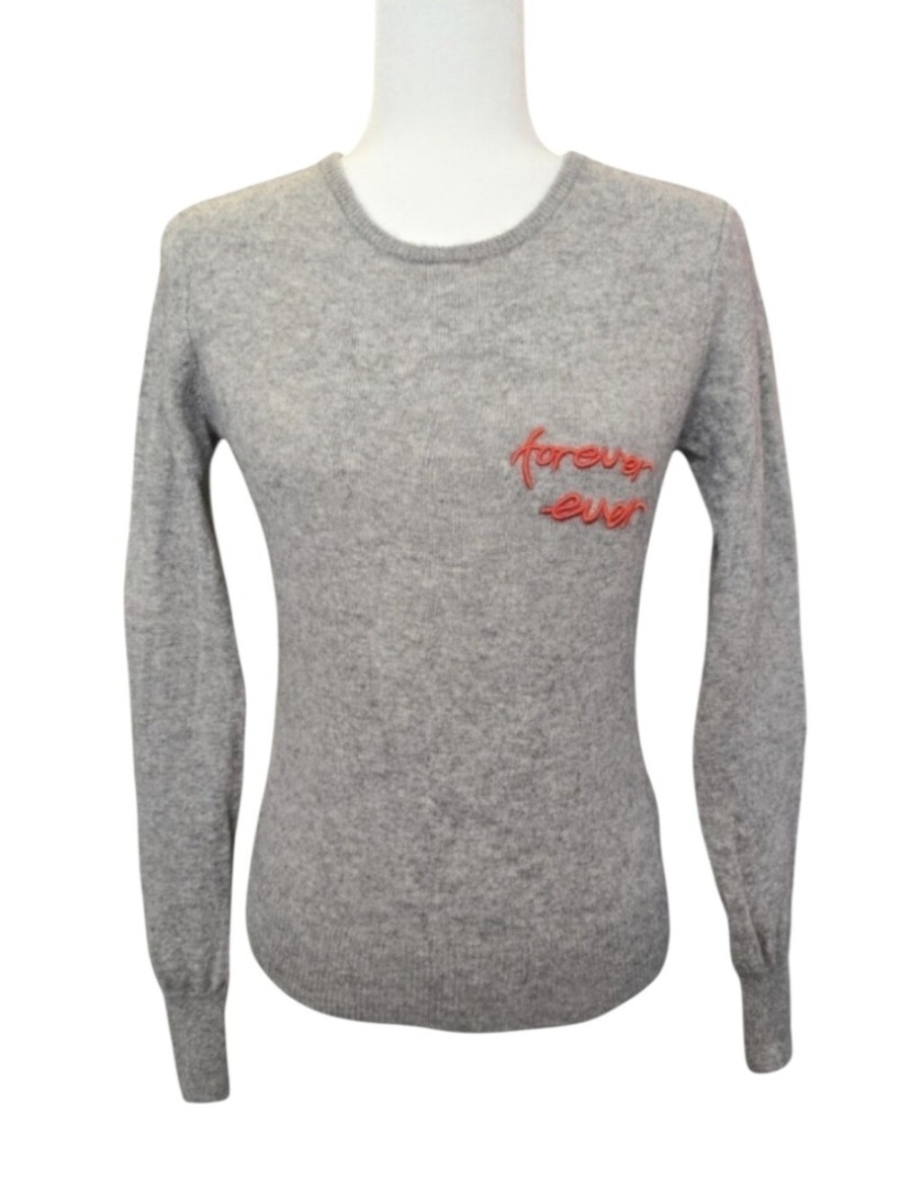 A Loves A Forever Ever Light Gray Wool & Cashmere Crewneck Sweater. Size Small